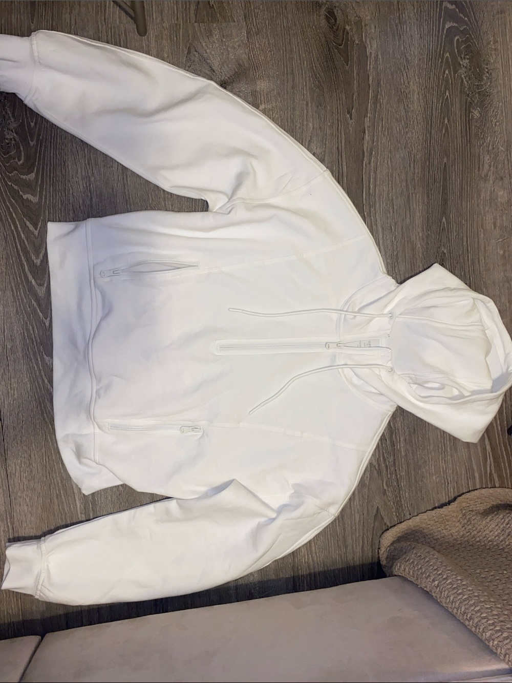 Old Navy White Zippered Hoodie Sweatshirt